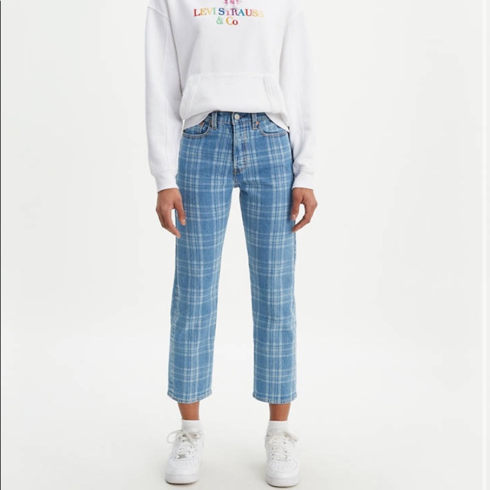 PLAID WEDGIE STRAIGHT FIT WOMEN'S JEANS
 ( sold out)